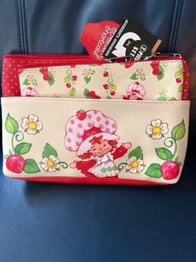 Strawberry Shortcake Floral 2 piece Pouch wallet set- Cream & Red